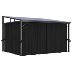 VidaXL Prieel Met Gordijn 405x294x244 Cm Antraciet -tuinmeubelen d0e47d747da94fbe80313deff0b272a4