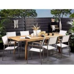 Beliani Verlengbare Tafel CESANA - Lichte Houtkleur Acaciahout 9 Beliani Verlengbare Tafel CESANA - Lichte Houtkleur Acaciahout -tuinmeubelen d23f9498e9314b63bf21a36d49c00f52