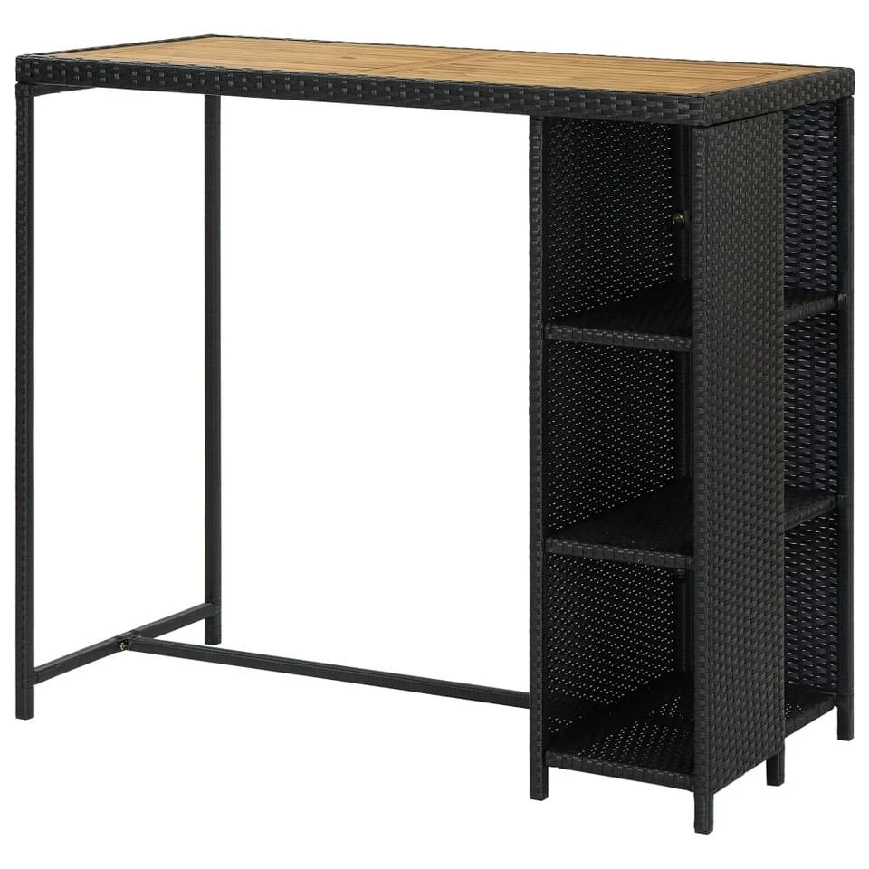 VidaXL Bartafel Met Opbergrek 120x60x110 Cm Poly Rattan Zwart 5 VidaXL Bartafel Met Opbergrek 120x60x110 Cm Poly Rattan Zwart - Afbeelding 3