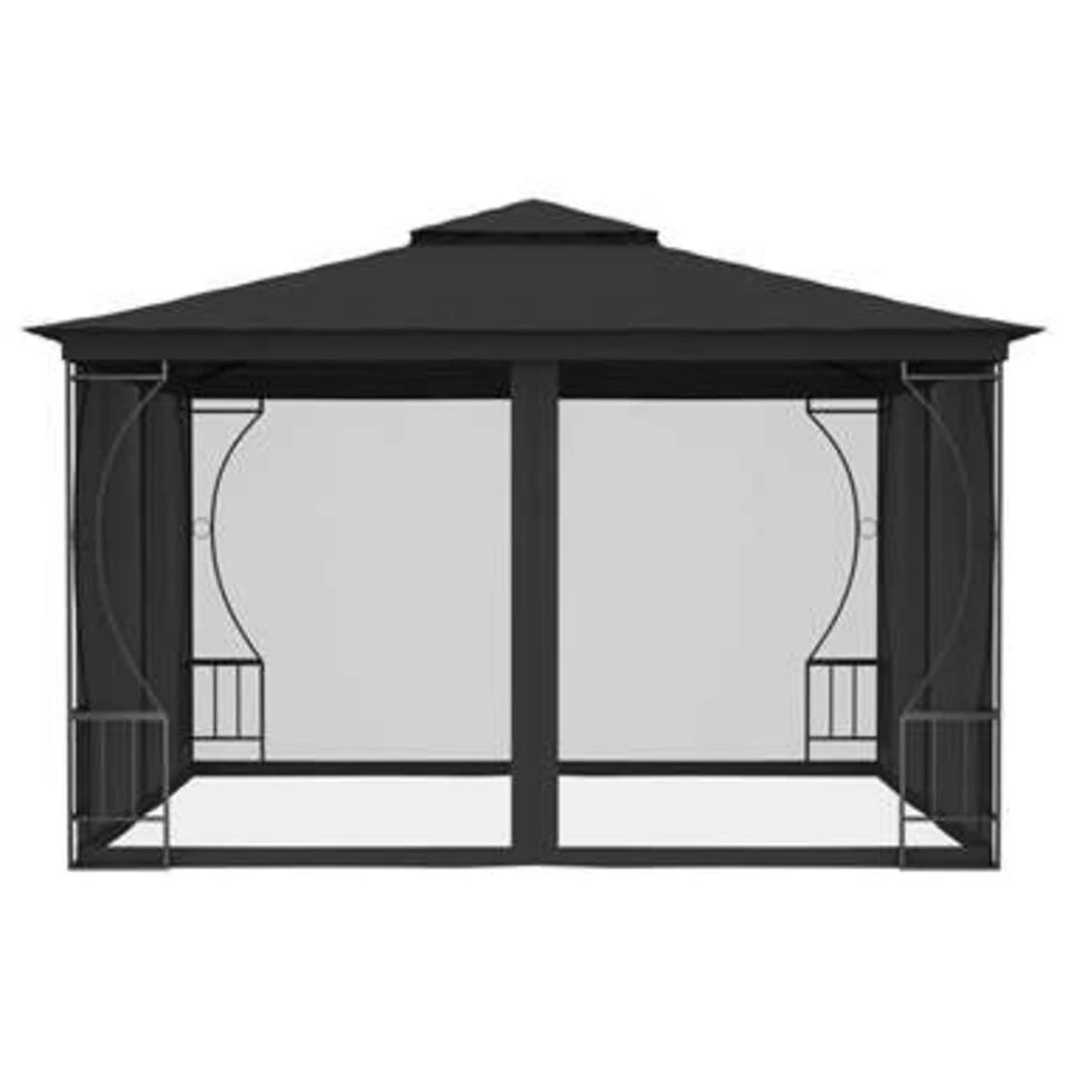 VidaXL Prieel Met Netten 300x300x265 Cm Antracietkleurig 4 VidaXL Prieel Met Netten 300x300x265 Cm Antracietkleurig - Afbeelding 2