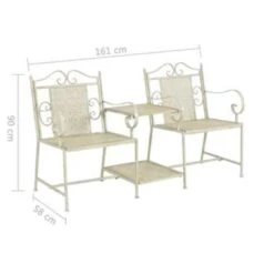 VidaXL Tuinbank 2-zits 161 Cm Staal Wit 9 VidaXL Tuinbank 2-zits 161 Cm Staal Wit -tuinmeubelen fc43b3a0e8da4a69bea931ae59777a30