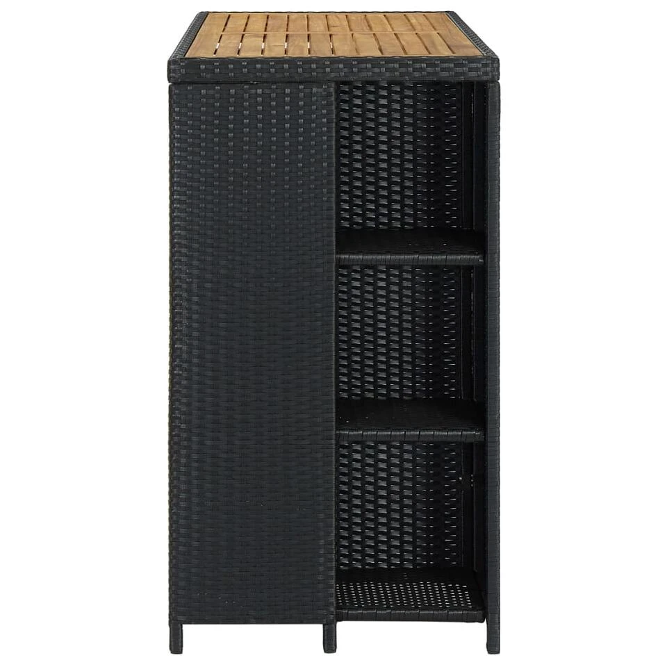 VidaXL Bartafel Met Opbergrek 120x60x110 Cm Poly Rattan Zwart 4 VidaXL Bartafel Met Opbergrek 120x60x110 Cm Poly Rattan Zwart - Afbeelding 2