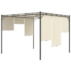 VidaXL Tuinprieel Met Zijgordijn 3x3x2,25 M Crème -tuinmeubelen fcb03a668f2b407fa4dd8d151c64d163